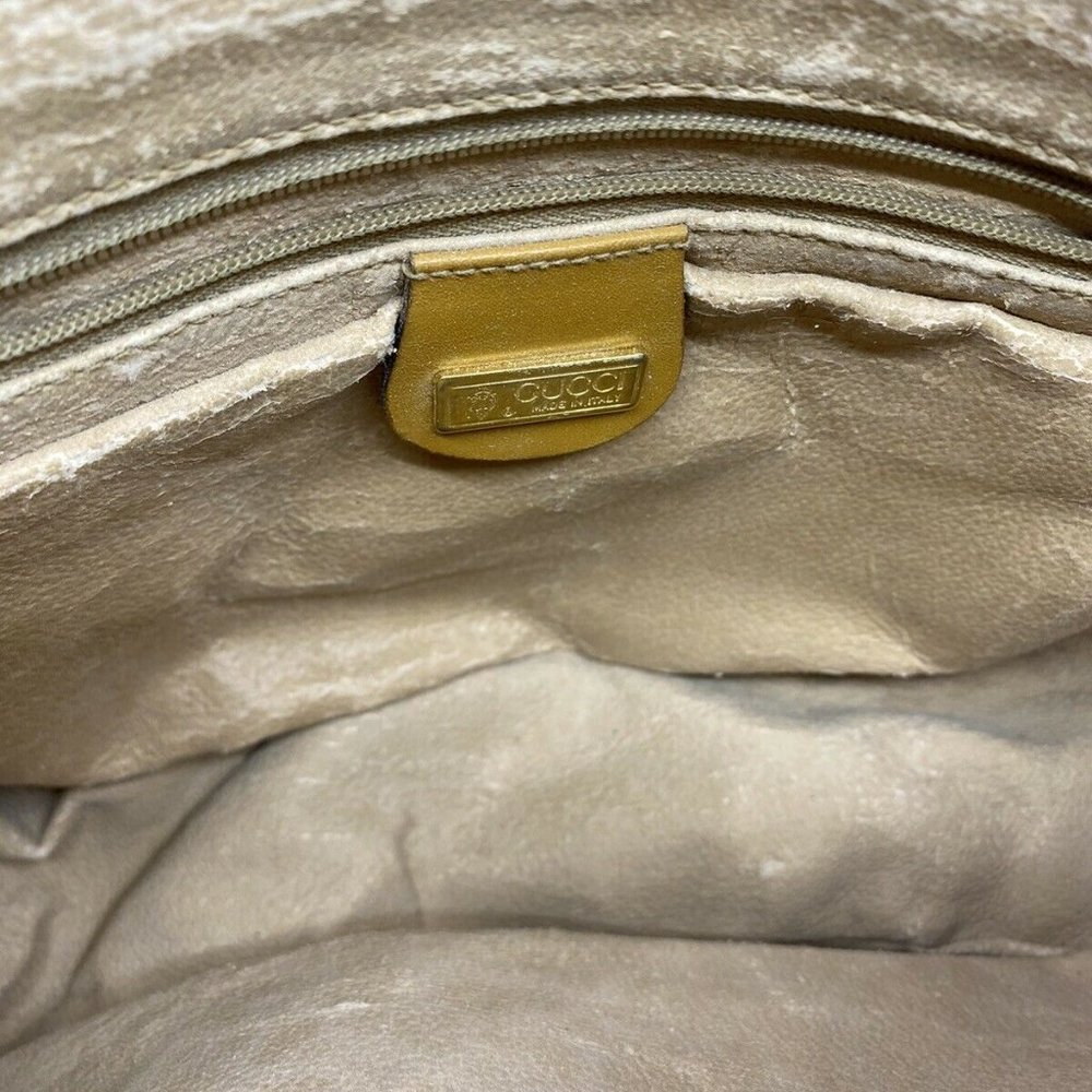 GUCCI Vintage Beige Coated Canvas/ Leather Crossbo - Picture 5 of 12